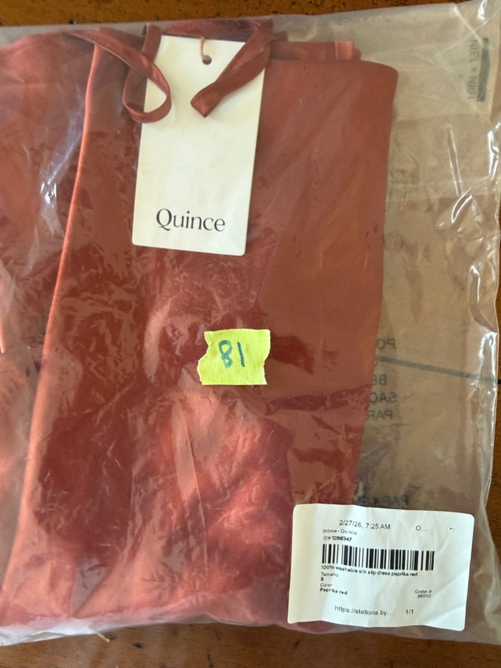 NWT Quince 100% Washable Silk Slip Dress in Paprika Red - Small - Picture 15 of 15